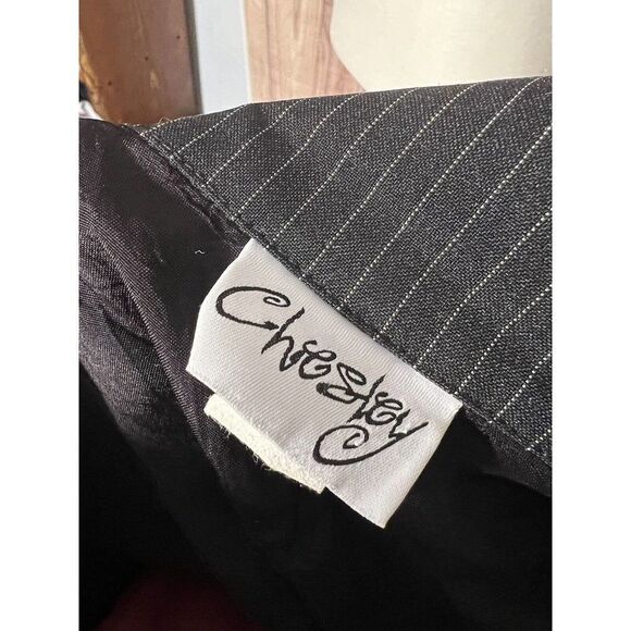 Chesley Black Pinstripe Blazer Womans• Shoulder Pads • Approx Size Large - Picture 4 of 8